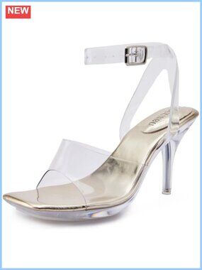 Clear Strappy High Heel Sandals Square Toe Platform